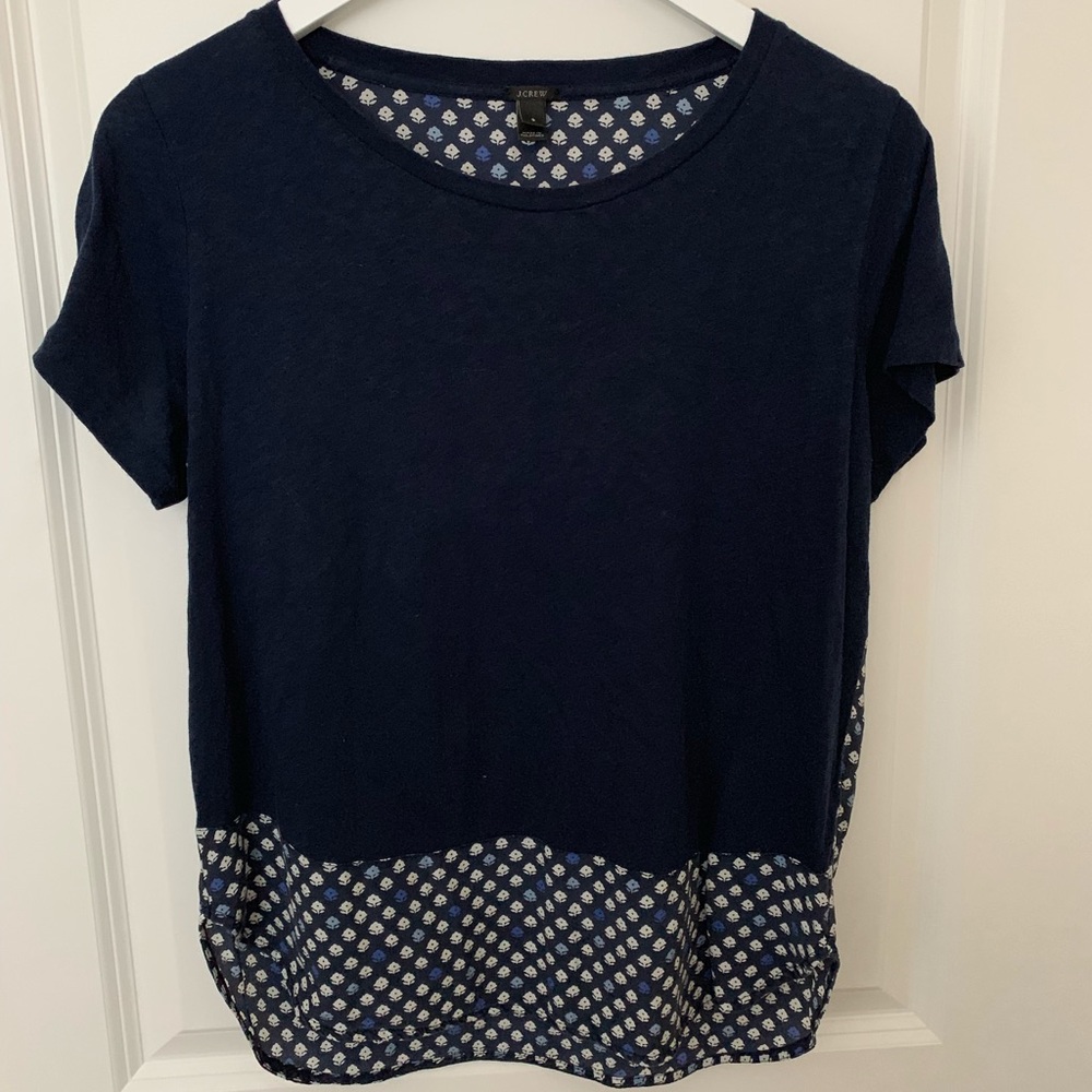 J. Crew Navy Printed Blouse
